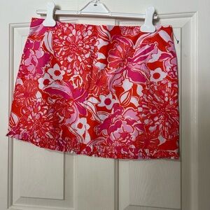 Lily Pulitzer Women's Floral Mini Skirt Sz 10 Ruffled Hem, Lined  Cotton Preppy